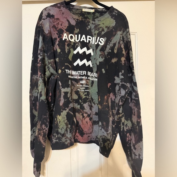 The Laundry Room Tops - Aquarius Graphic Tie-Dye Sweatshirt with thumb holes